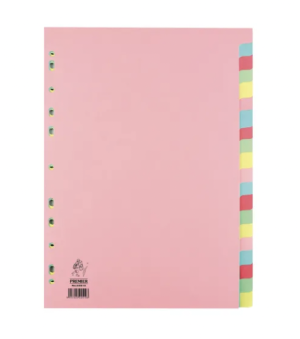A4 Manilla Divider 20-Part Pink with Multi-Colour Tabs
