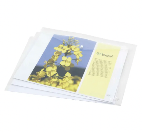 Rapesco Eco PP Popper Wallet A3 Clear (Pack of 5)