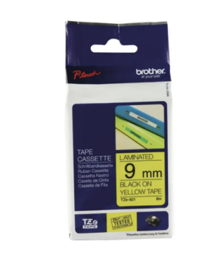 Brother P-Touch 9mm Black on Yellow TZE621 Labelling Tape TZE621