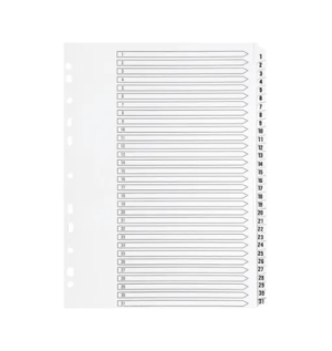 Q-Connect 1-31 Index Multi-Punched Reinforced Board Clear Tab A4 White KF01936