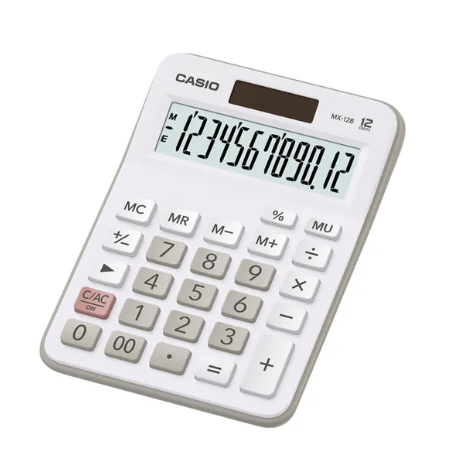 Casio MX-12B 12 Digit Desktop Calculator Large LC Display White MX-12B-WE